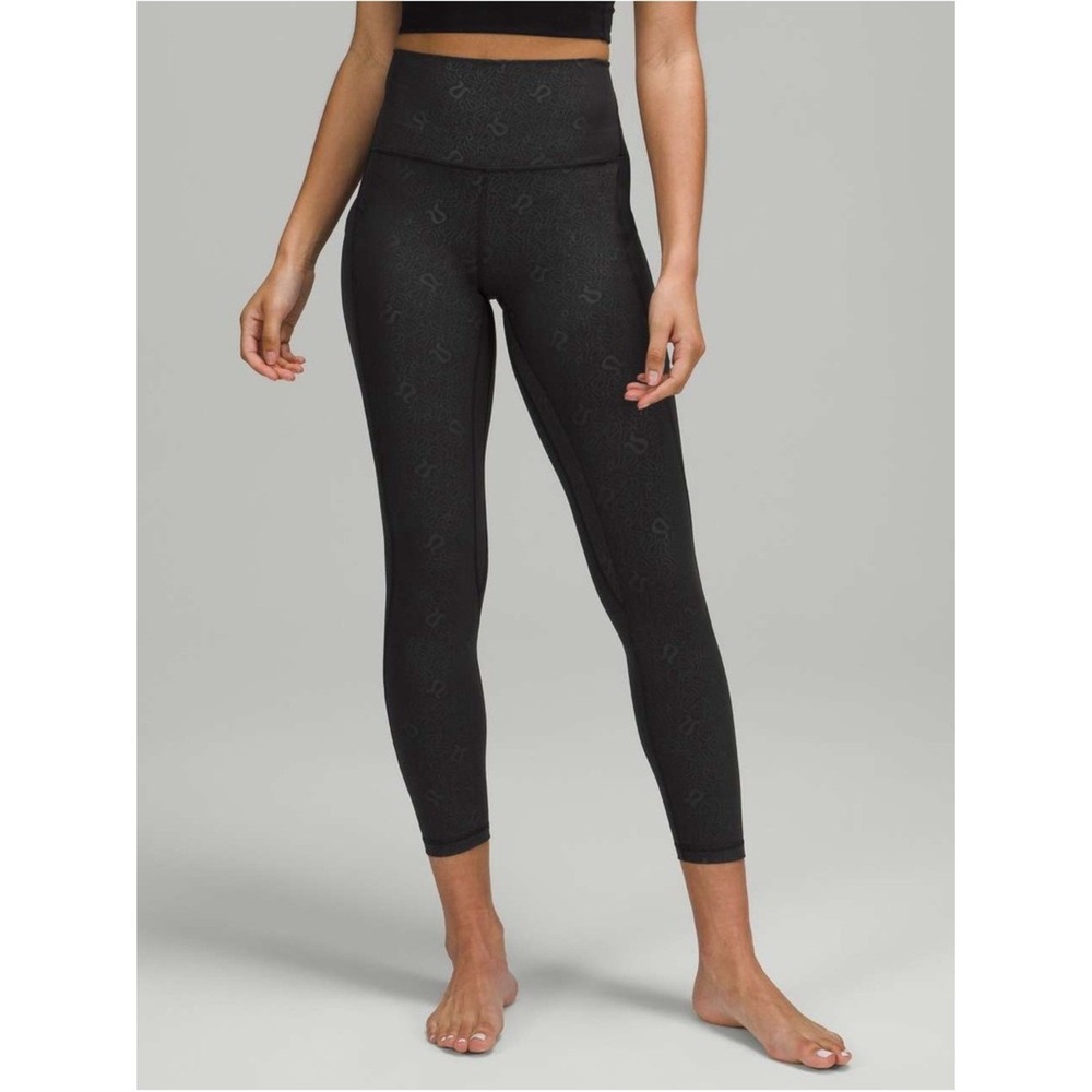 Lululemon Align HR Pant 25" Pockets Yoga Emboss Black Size 14 - Picture 1 of 14